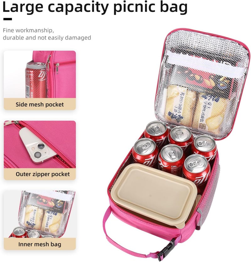 Lovoeo Lunch box Lunch bag for men women Insulated Lunchbox Lunch bags for Work Picnic Travel(Rose red) - Image 3